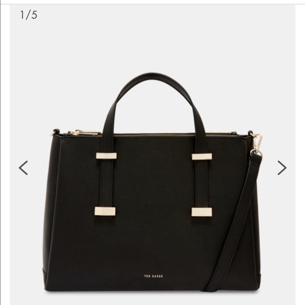 Ted Baker Adjustable Handle Leather Tote Black